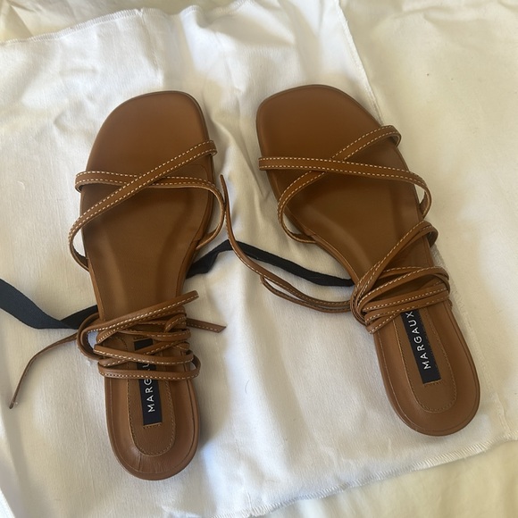 Margaux Brown Leather Wrap Sandal - Picture 4 of 6